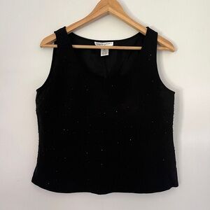 Bloomingdale’s black beaded tank top size 12p